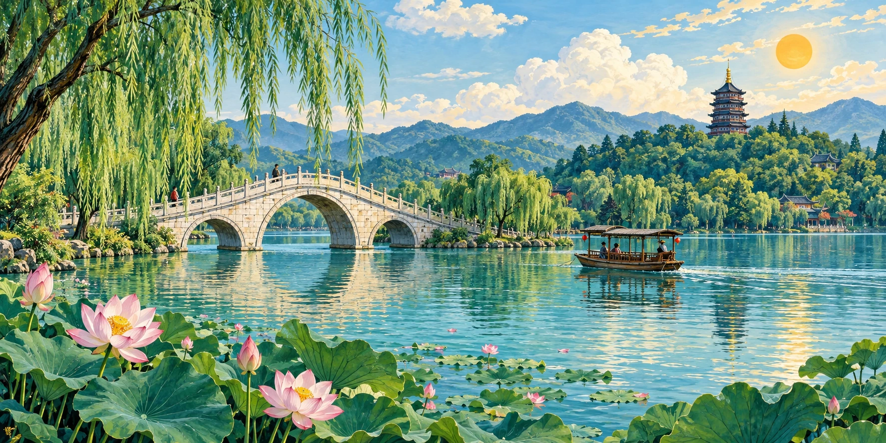 Illustration inspired by Hangzhou’s West Lake