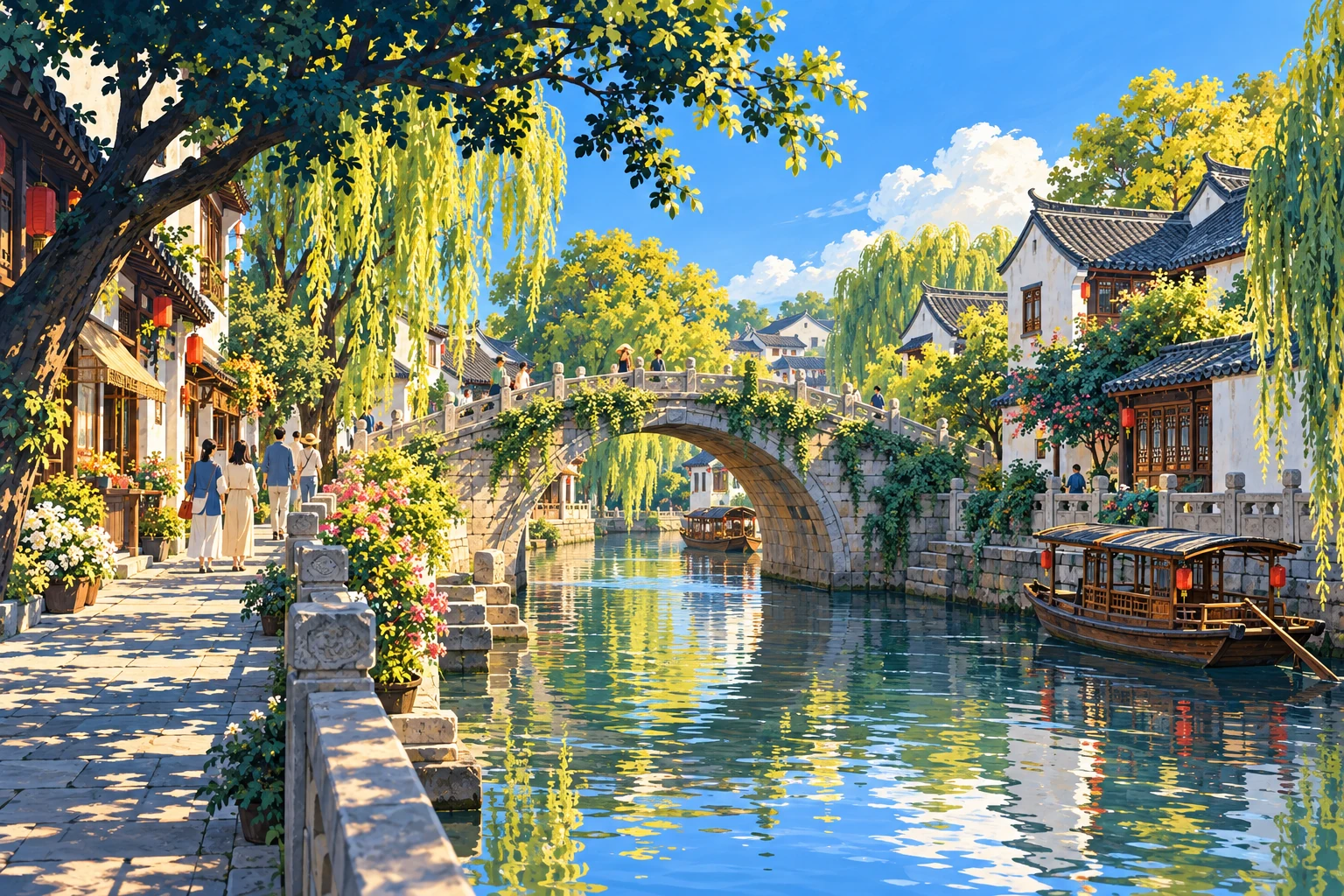 Painted interpretation inspired by Kunshan’s Jiangnan water-town surroundings